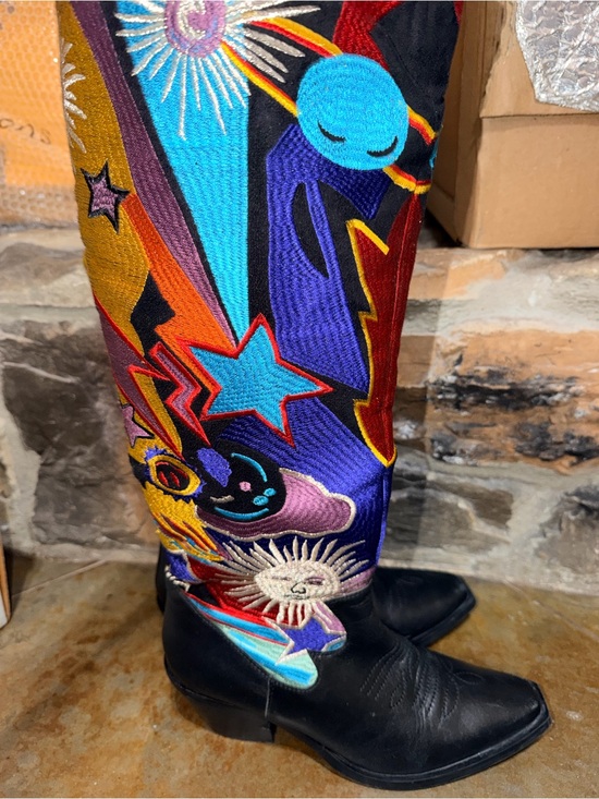 Nasty Gal Shoes - NASTY GAL Embroidered Multicolor Cosmic Tall Women's Boots